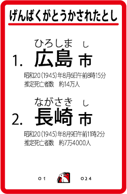 カードナンバー024「原爆が投下された都市」の裏